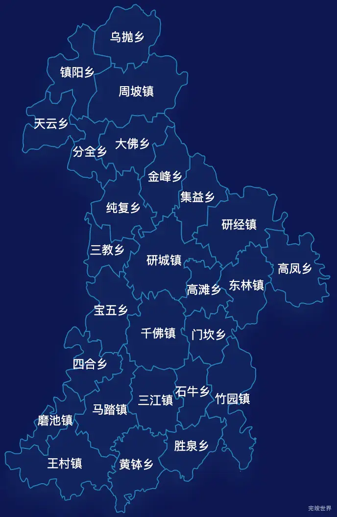 echarts乐山市井研县geoJson地图地图下钻展示