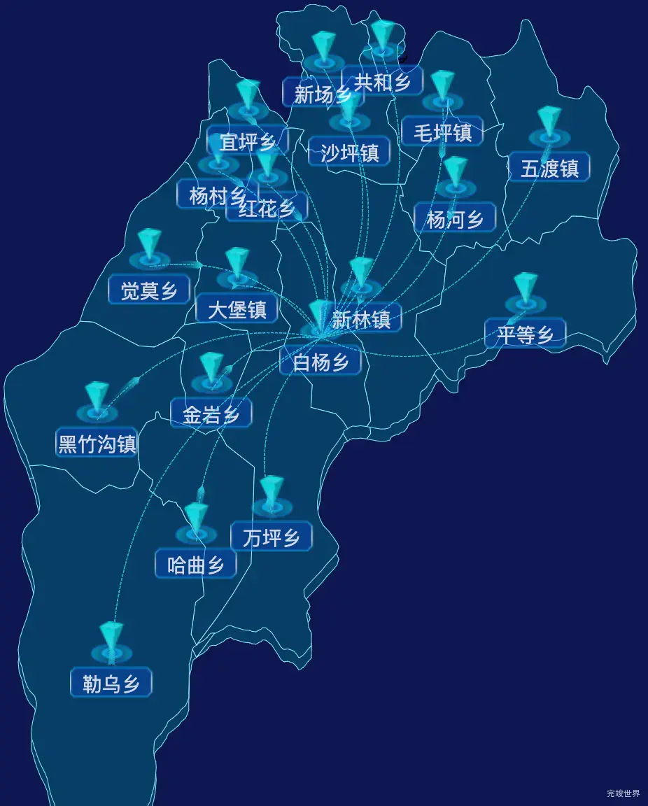 echarts乐山市峨边彝族自治县geoJson地图label样式自定义