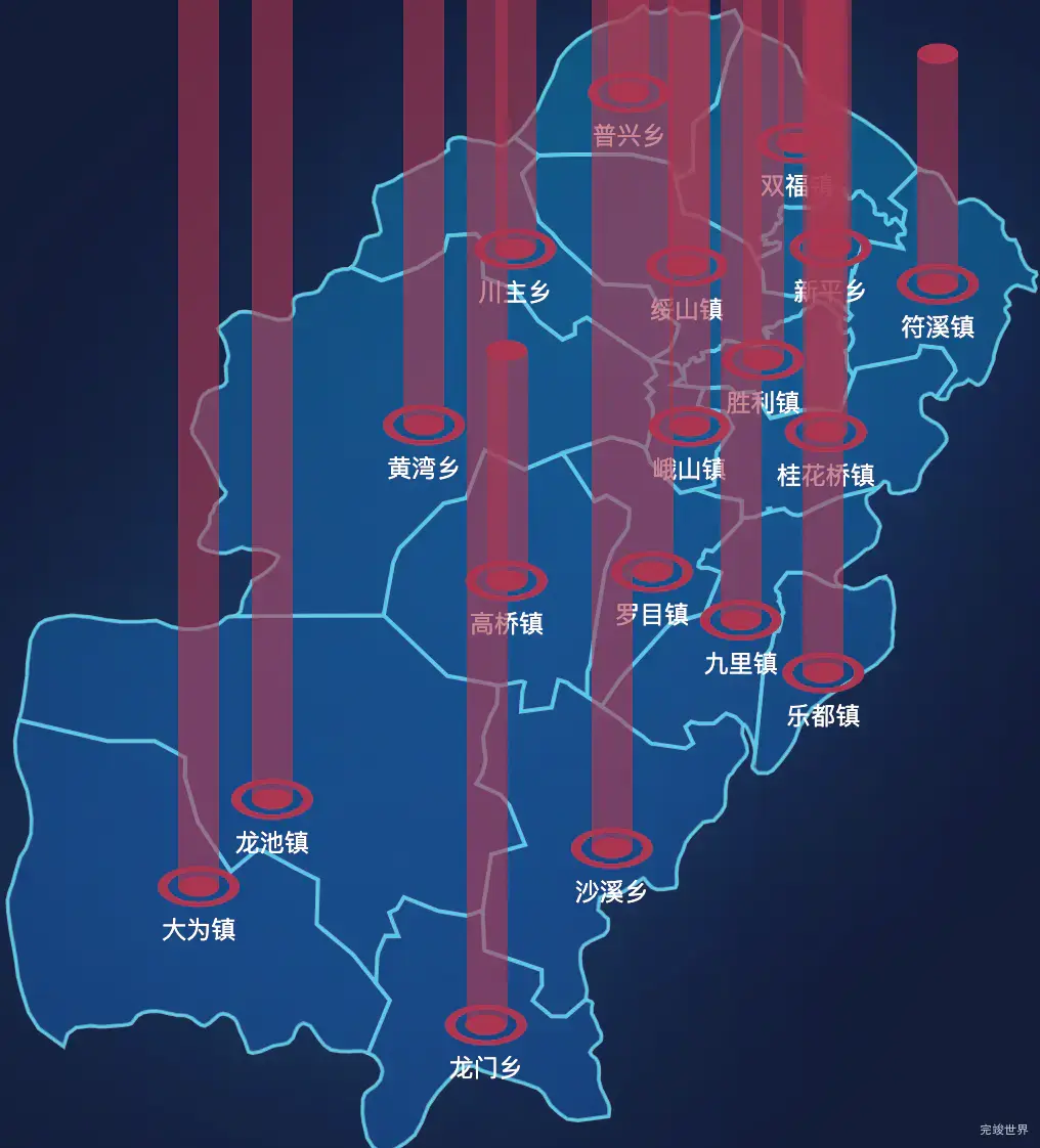 echarts乐山市峨眉山市geoJson地图添加柱状图