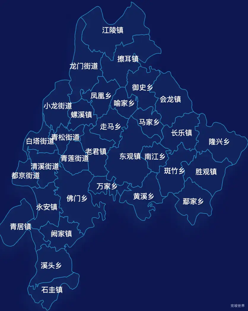 echarts南充市高坪区geoJson地图地图下钻展示