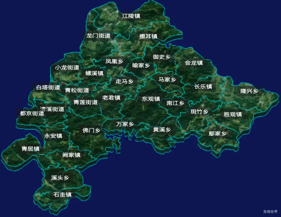 threejs南充市高坪区geoJson地图3d地图CSS3D标签