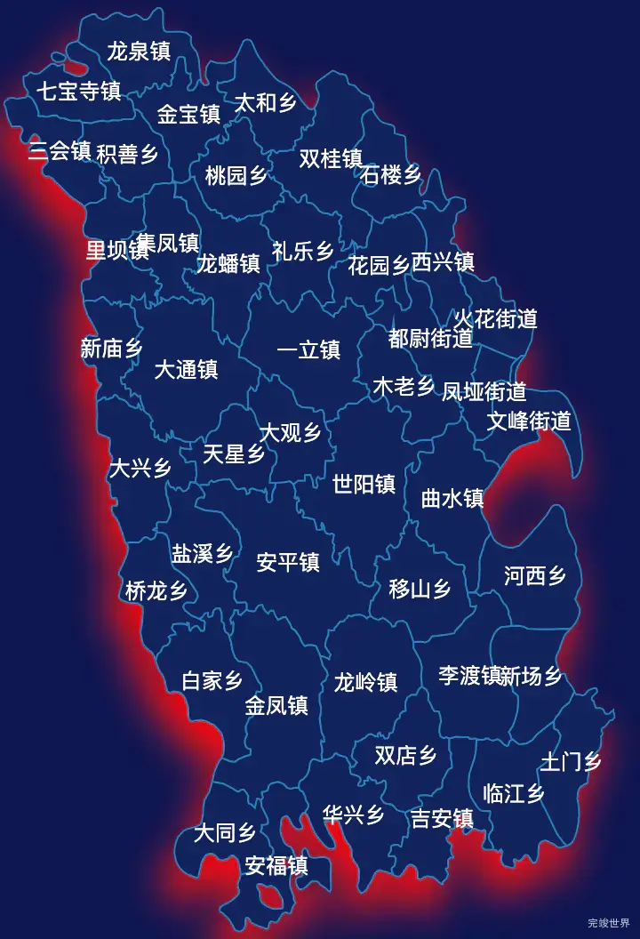 echarts南充市嘉陵区geoJson地图阴影