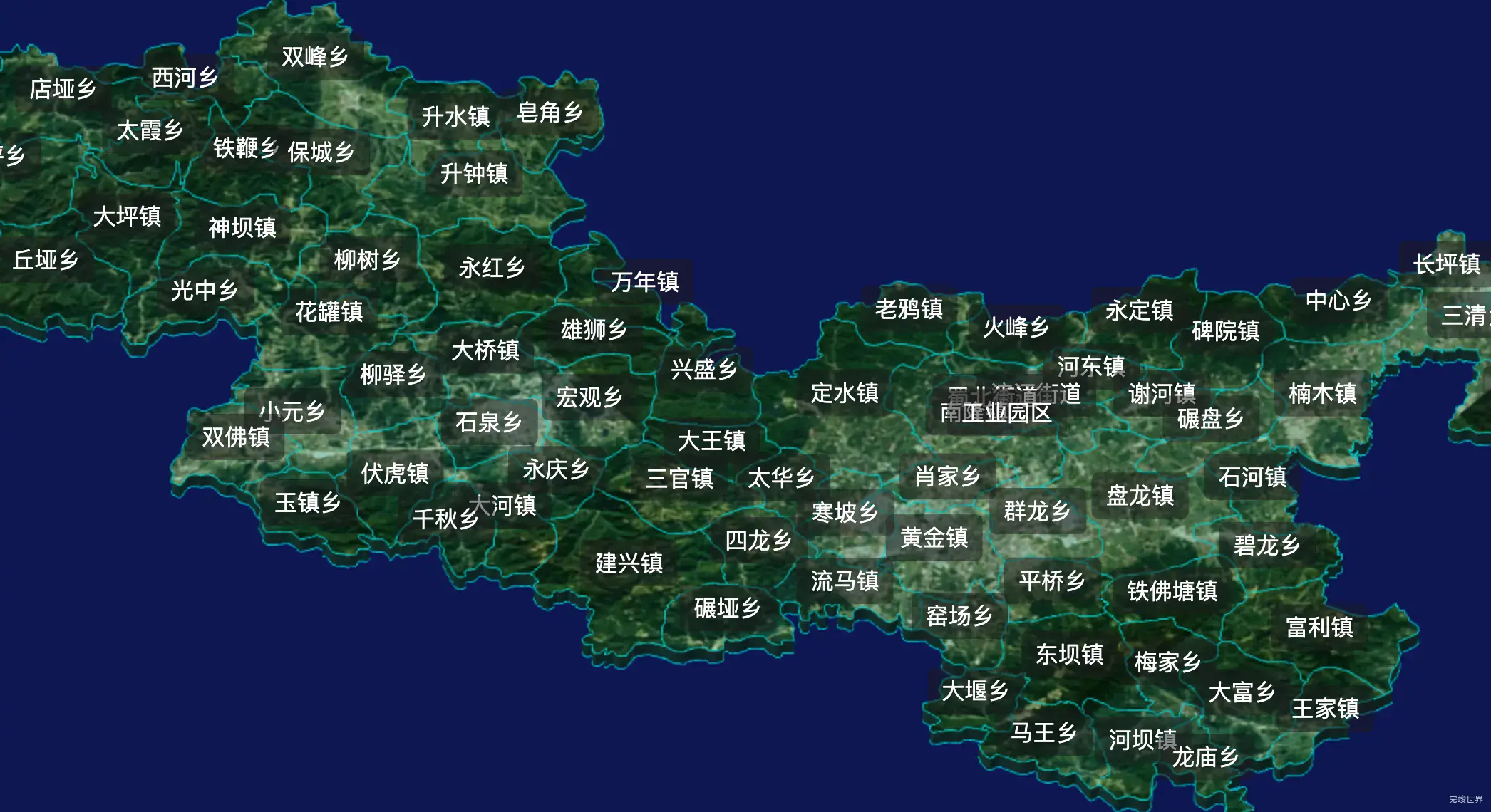 threejs南充市南部县geoJson地图3d地图css2d标签