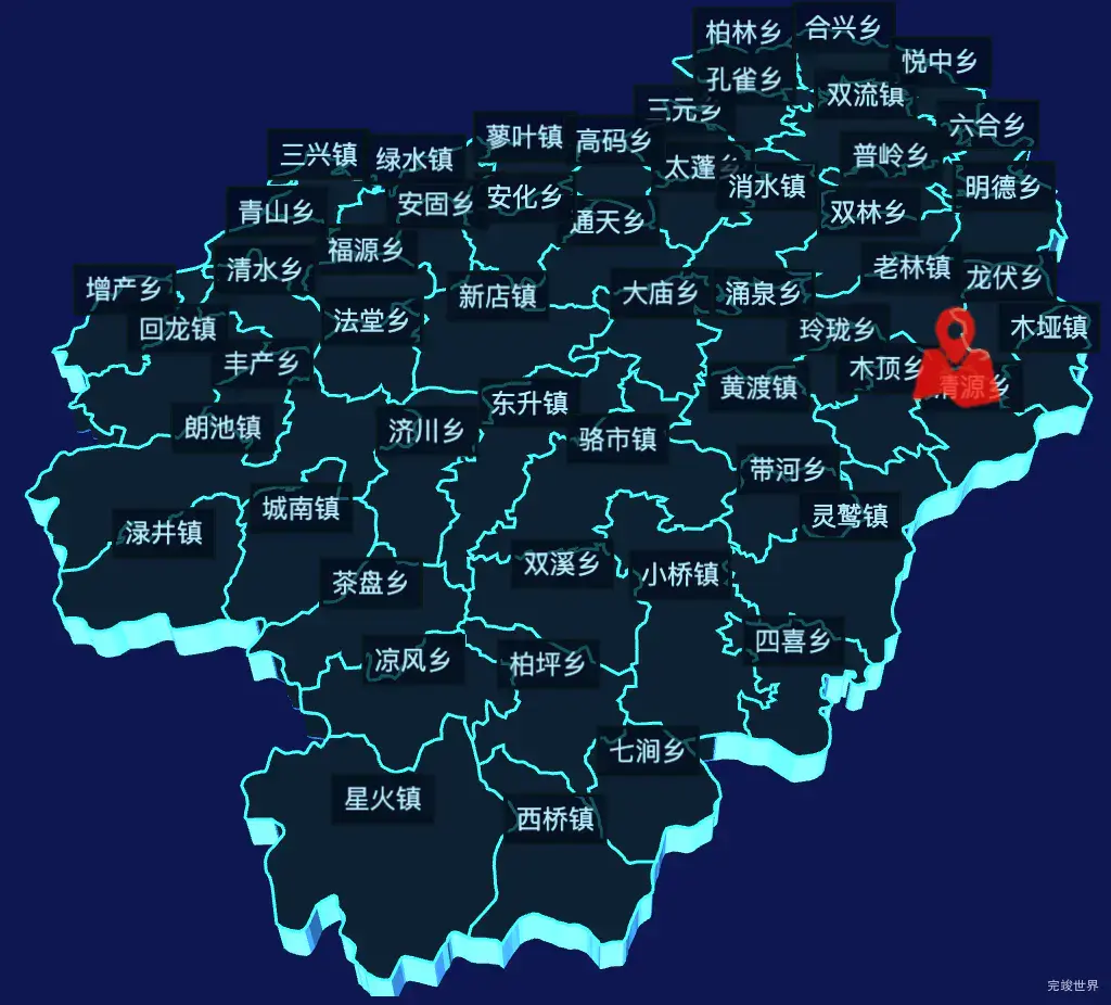 echarts南充市营山县geoJson地图3d地图自定义图标