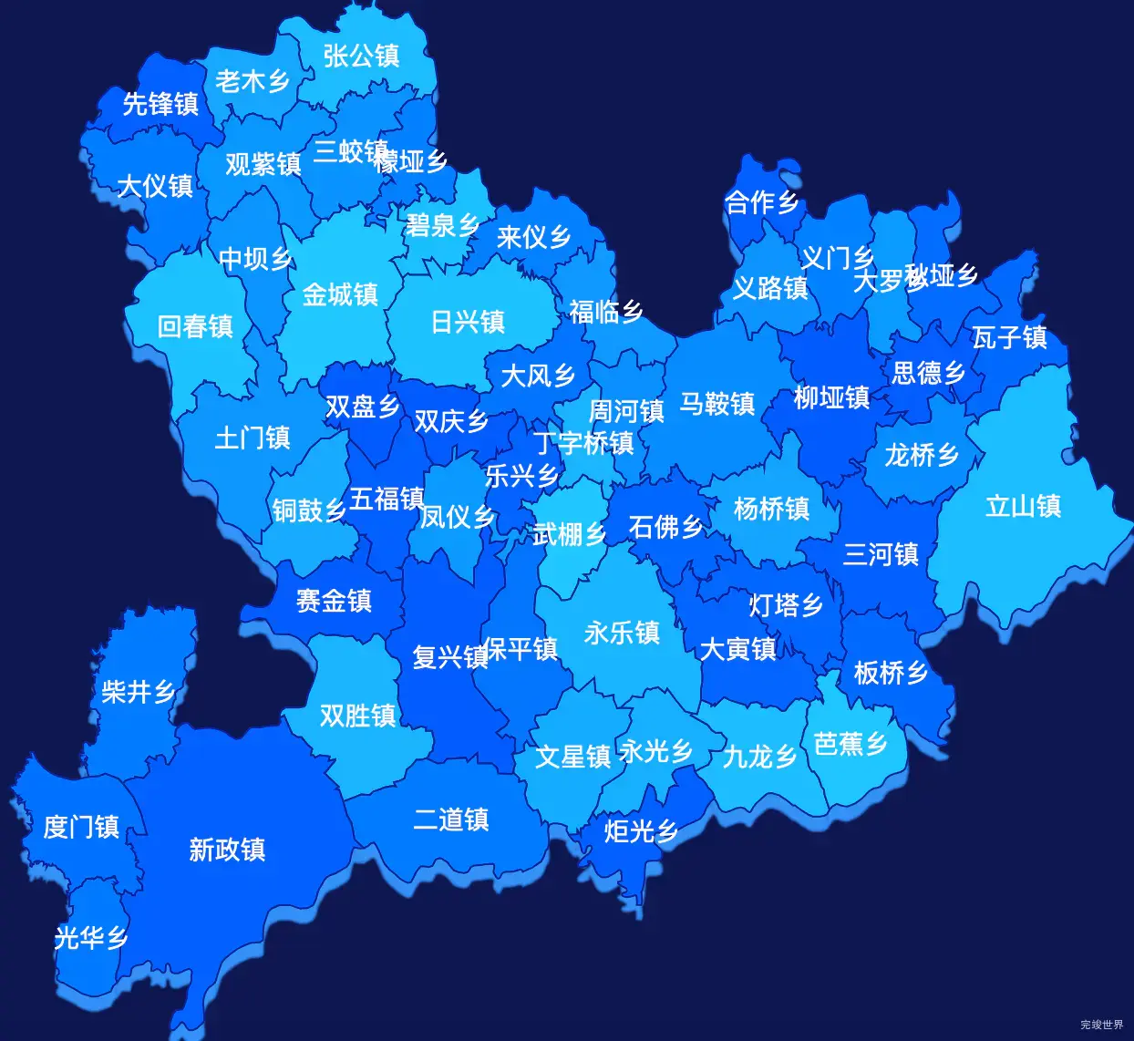 echarts南充市仪陇县geoJson地图 visualMap控制地图颜色