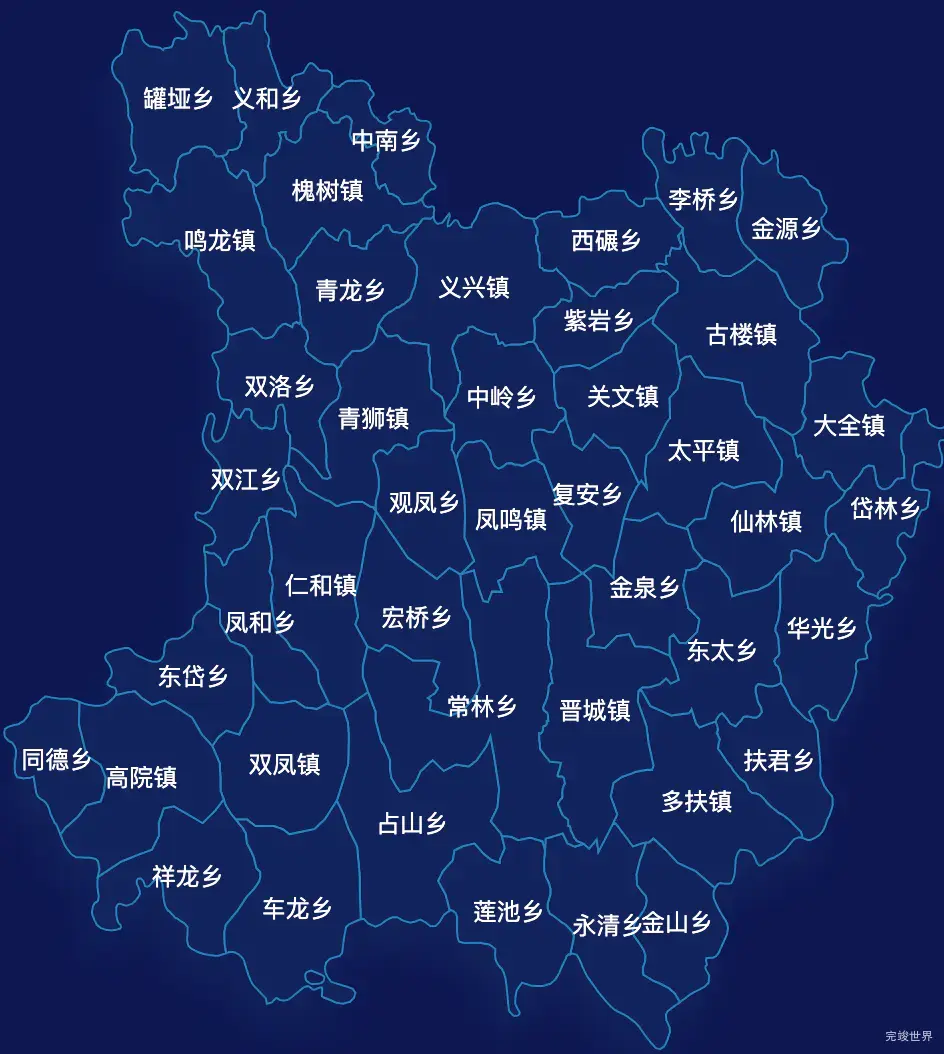 echarts南充市西充县geoJson地图地图下钻展示