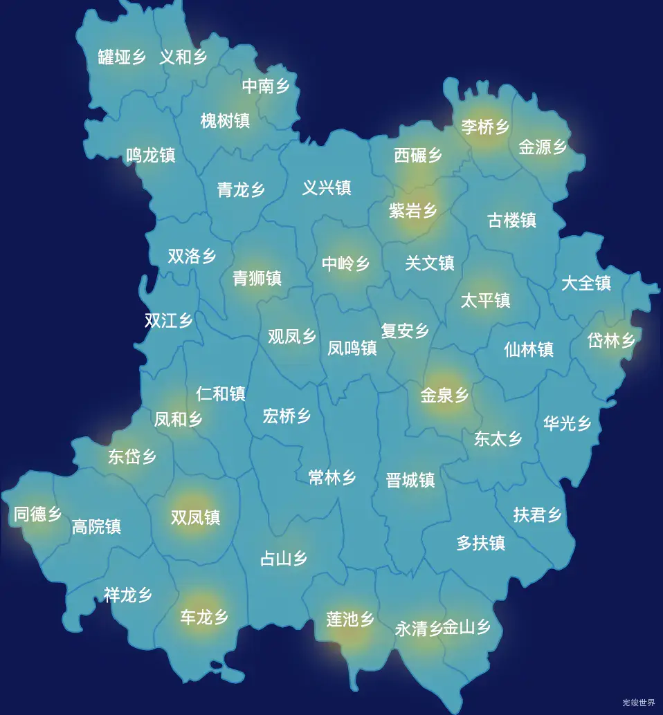 echarts南充市西充县geoJson地图热力图