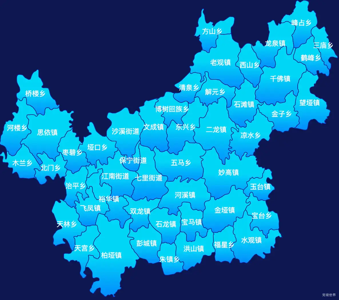 echarts南充市阆中市geoJson地图局部颜色渐变