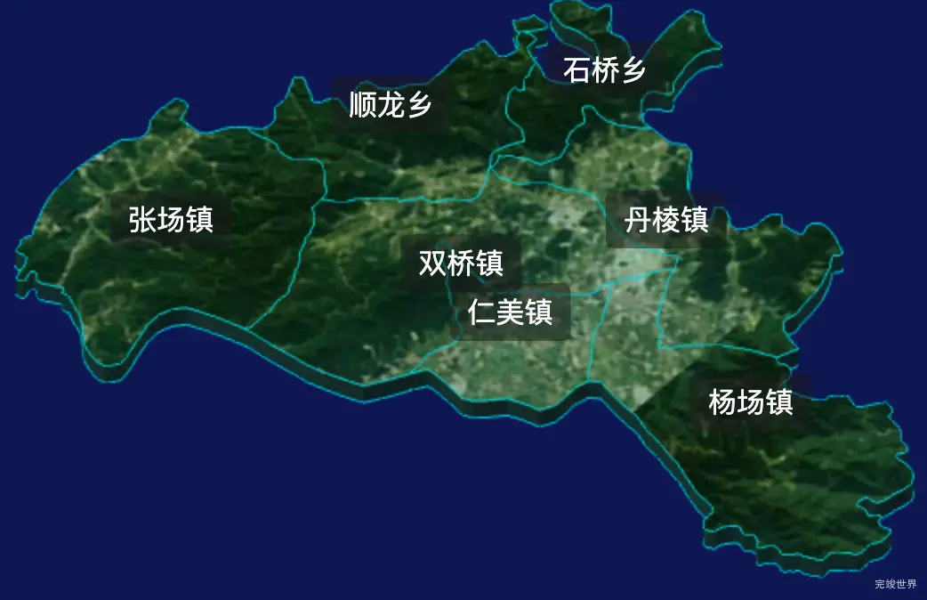 threejs眉山市丹棱县geoJson地图3d地图自定义贴图加CSS2D标签