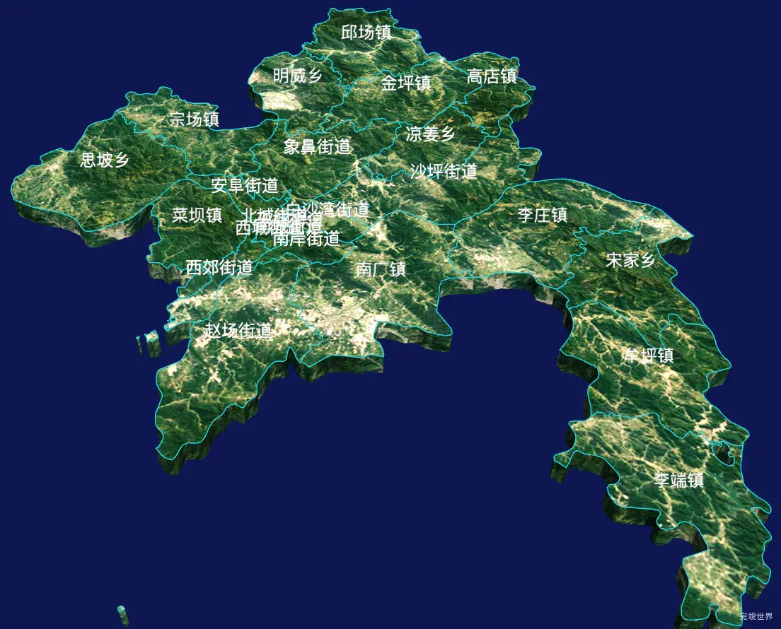 echarts宜宾市翠屏区geoJson地图3d地图自定义贴图-绿色地面