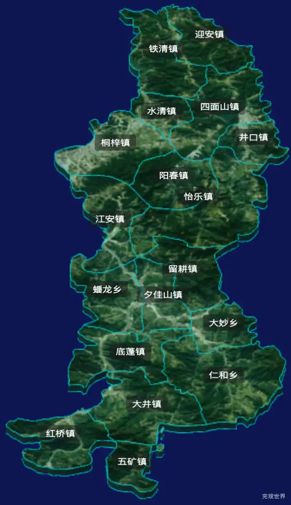 threejs宜宾市江安县geoJson地图3d地图CSS3D标签