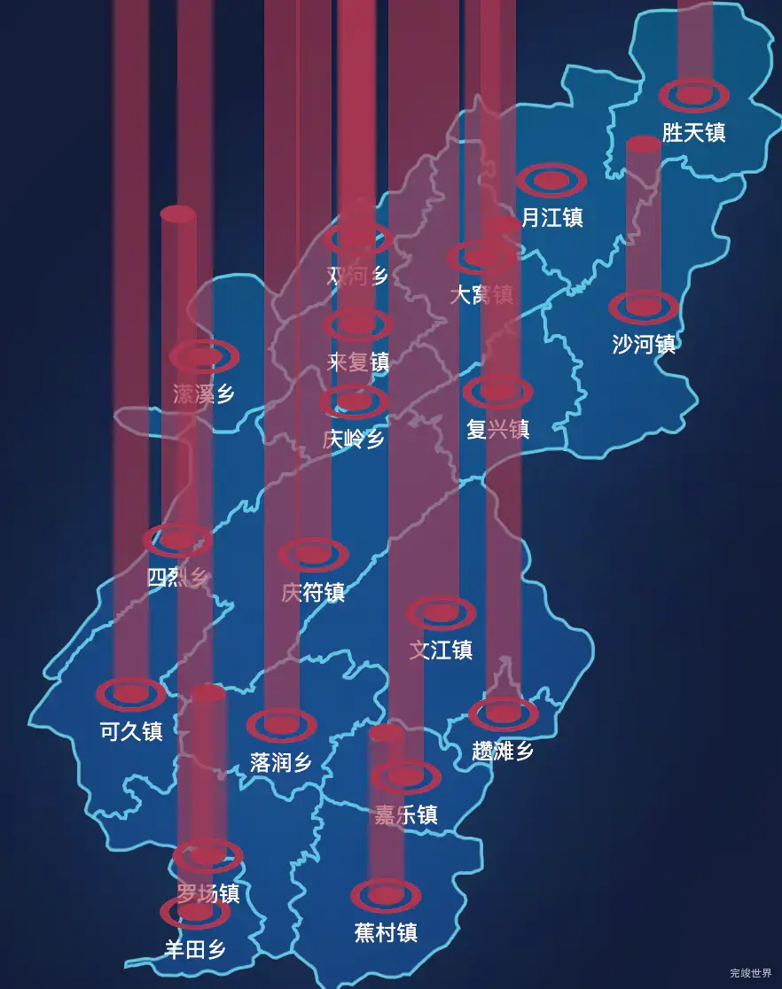 echarts宜宾市高县geoJson地图添加柱状图