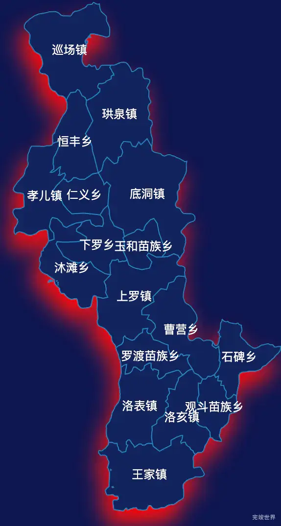 echarts宜宾市珙县geoJson地图阴影