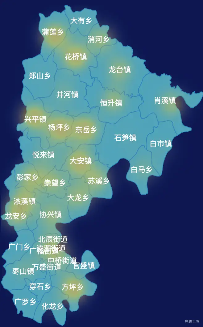 echarts广安市广安区geoJson地图热力图