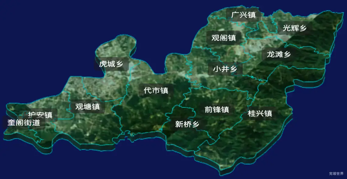 threejs广安市前锋区geoJson地图3d地图自定义贴图加CSS3D标签