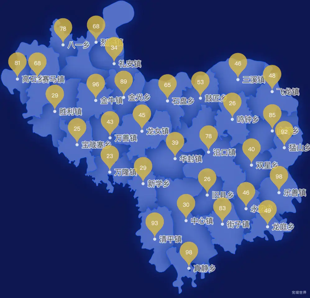 echarts广安市武胜县geoJson地图水滴状气泡图