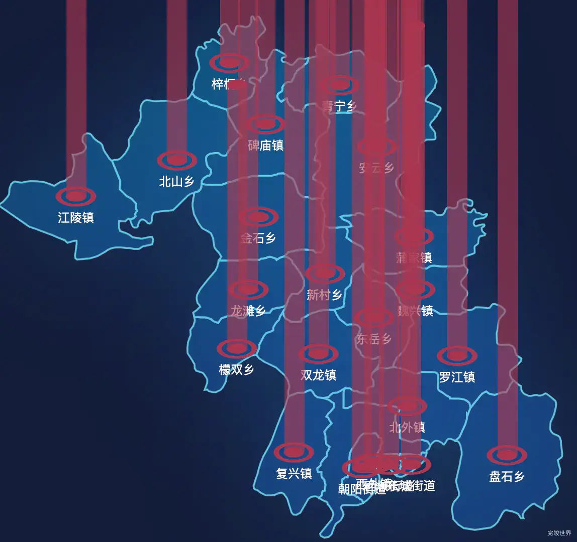 echarts达州市通川区geoJson地图添加柱状图