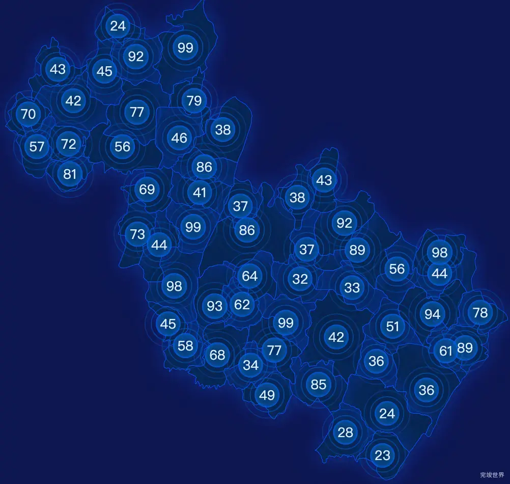 echarts达州市达川区geoJson地图圆形波纹状气泡图