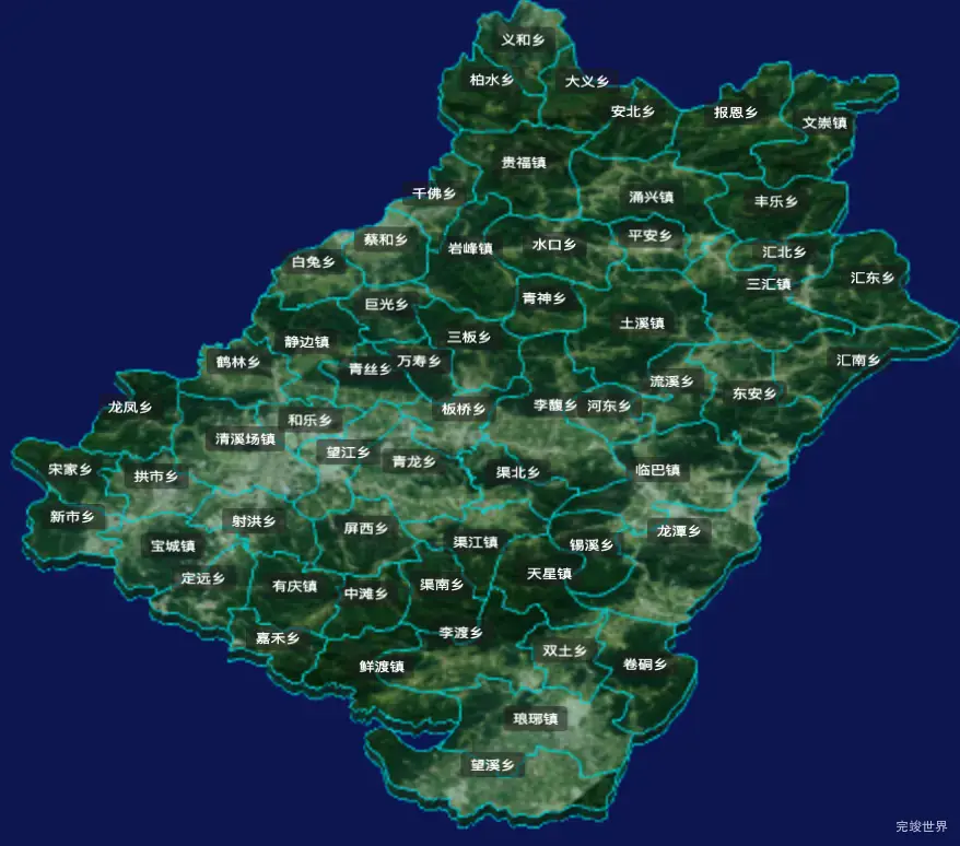 threejs达州市渠县geoJson地图3d地图CSS3D标签