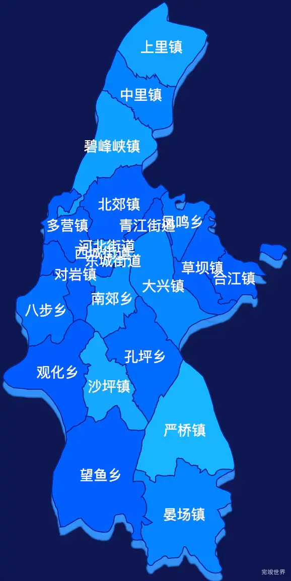 echarts雅安市雨城区geoJson地图 visualMap控制地图颜色