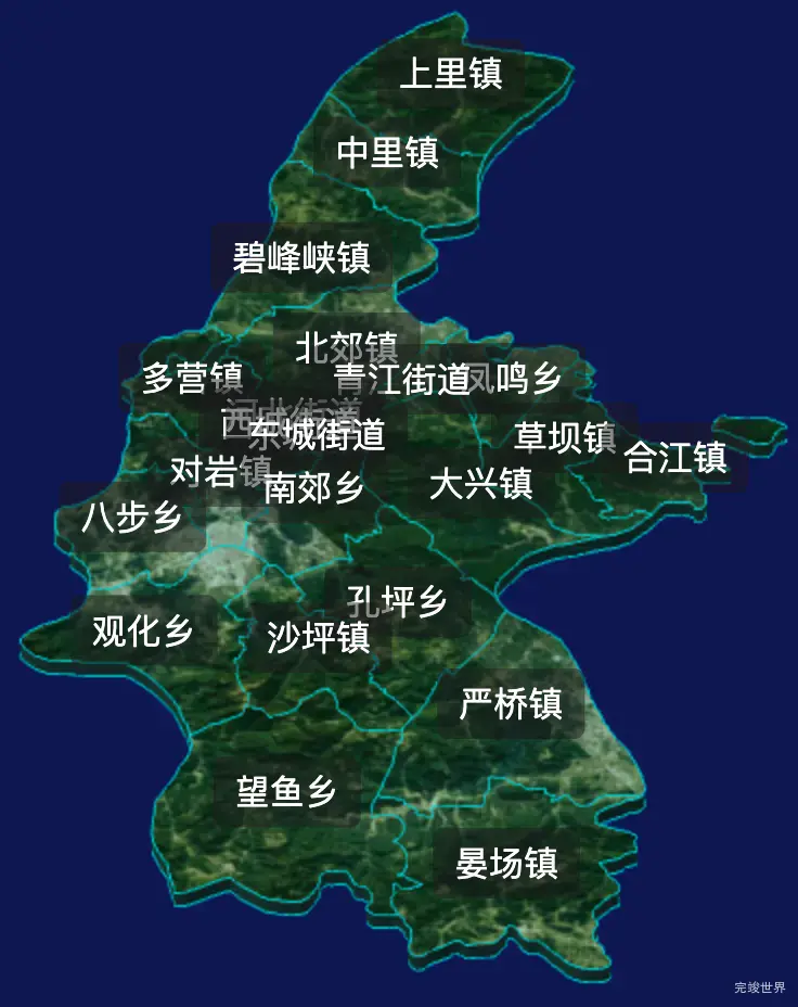 threejs雅安市雨城区geoJson地图3d地图css2d标签