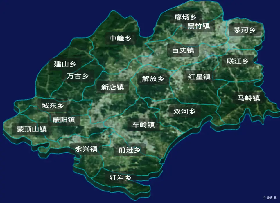 threejs雅安市名山区geoJson地图3d地图CSS3D标签