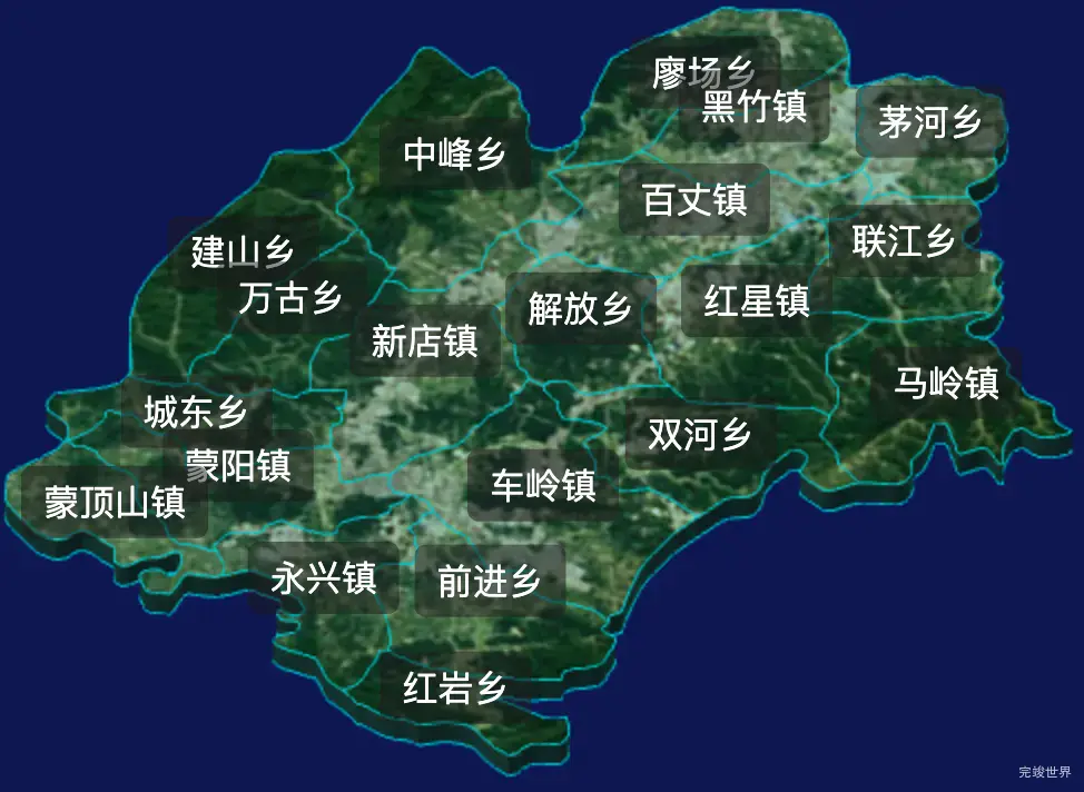 threejs雅安市名山区geoJson地图3d地图自定义贴图加CSS2D标签