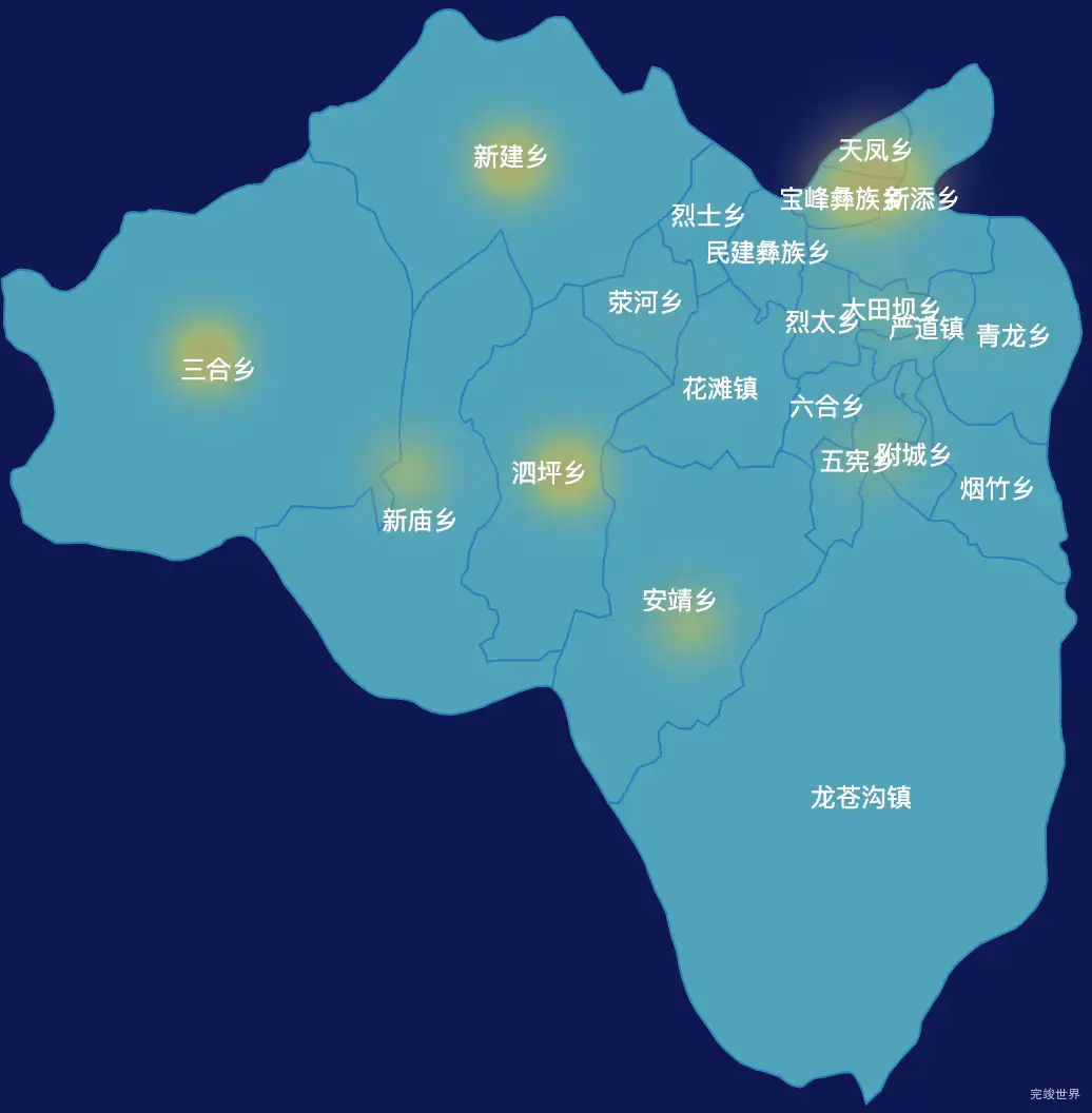 echarts雅安市荥经县geoJson地图热力图