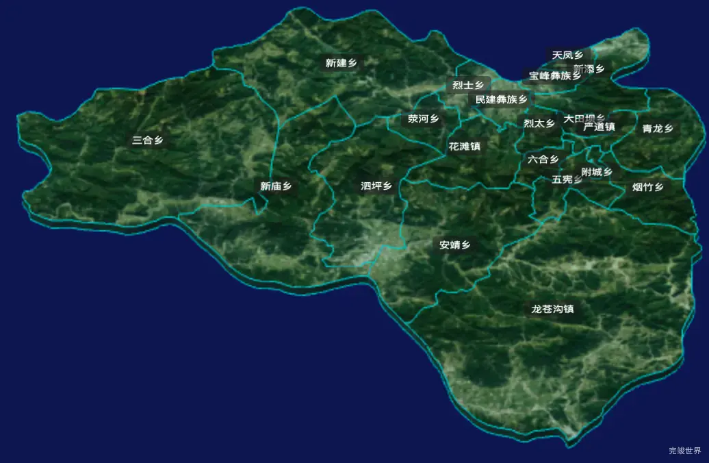 threejs雅安市荥经县geoJson地图3d地图自定义贴图加CSS3D标签