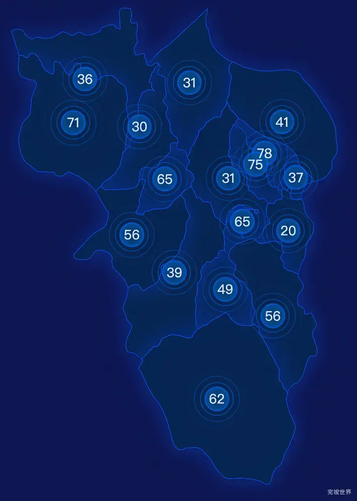 echarts雅安市石棉县geoJson地图圆形波纹状气泡图