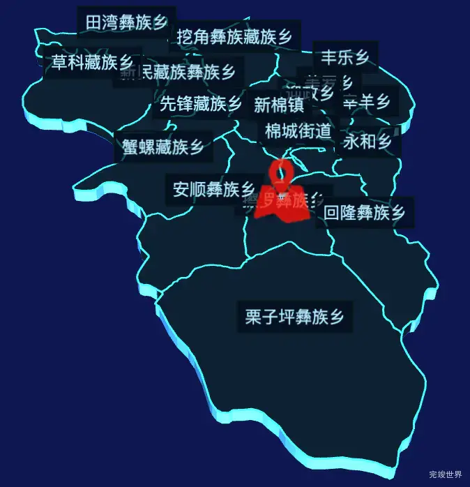 echarts雅安市石棉县geoJson地图3d地图自定义图标