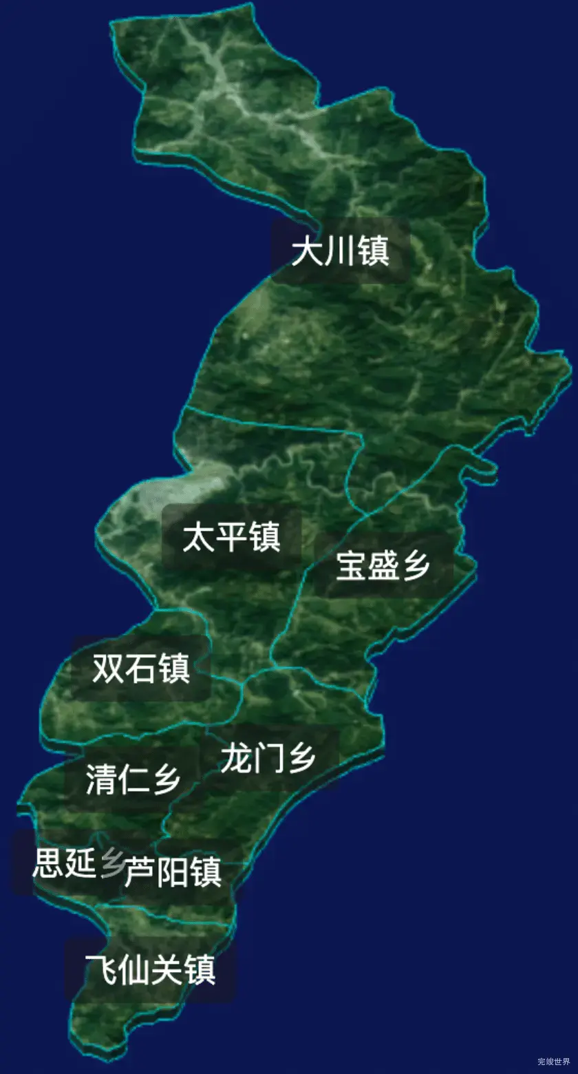 threejs雅安市芦山县geoJson地图3d地图自定义贴图加CSS2D标签