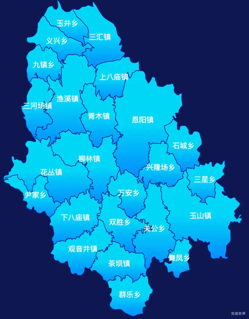 echarts巴中市恩阳区geoJson地图局部颜色渐变