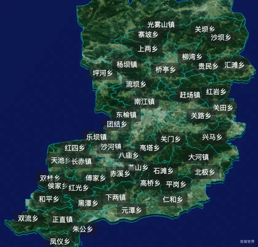 threejs巴中市南江县geoJson地图3d地图自定义贴图加CSS2D标签