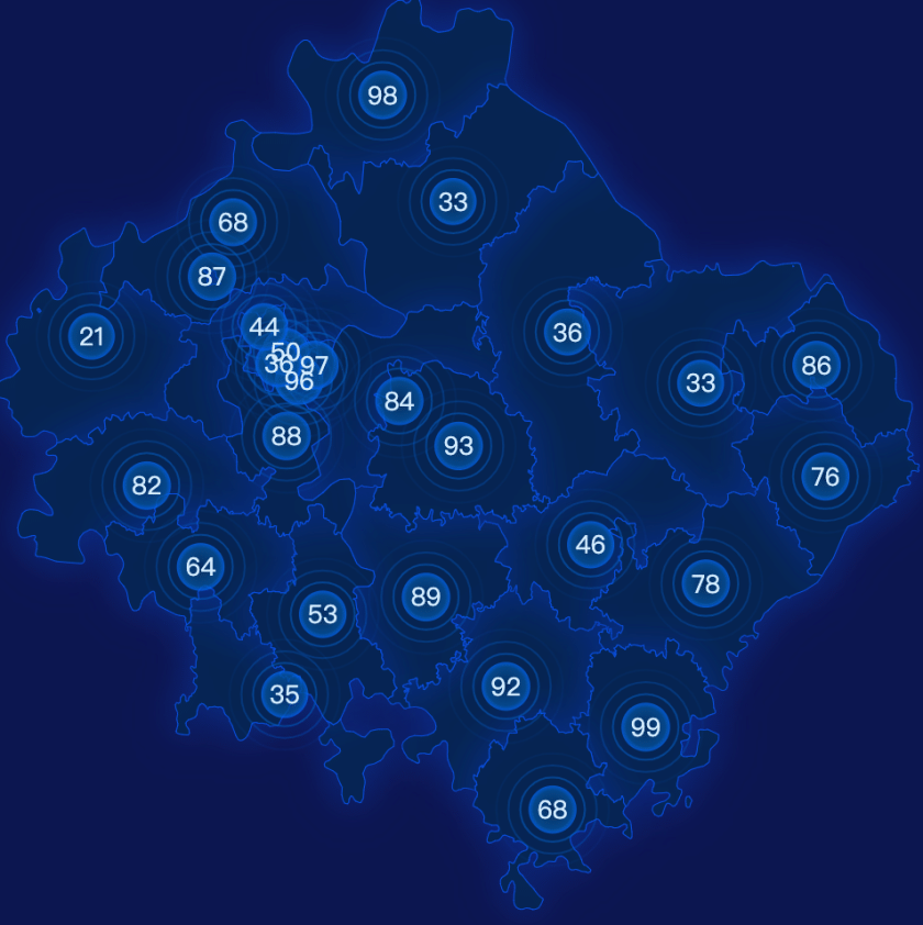 echarts资阳市雁江区geoJson地图圆形波纹状气泡图