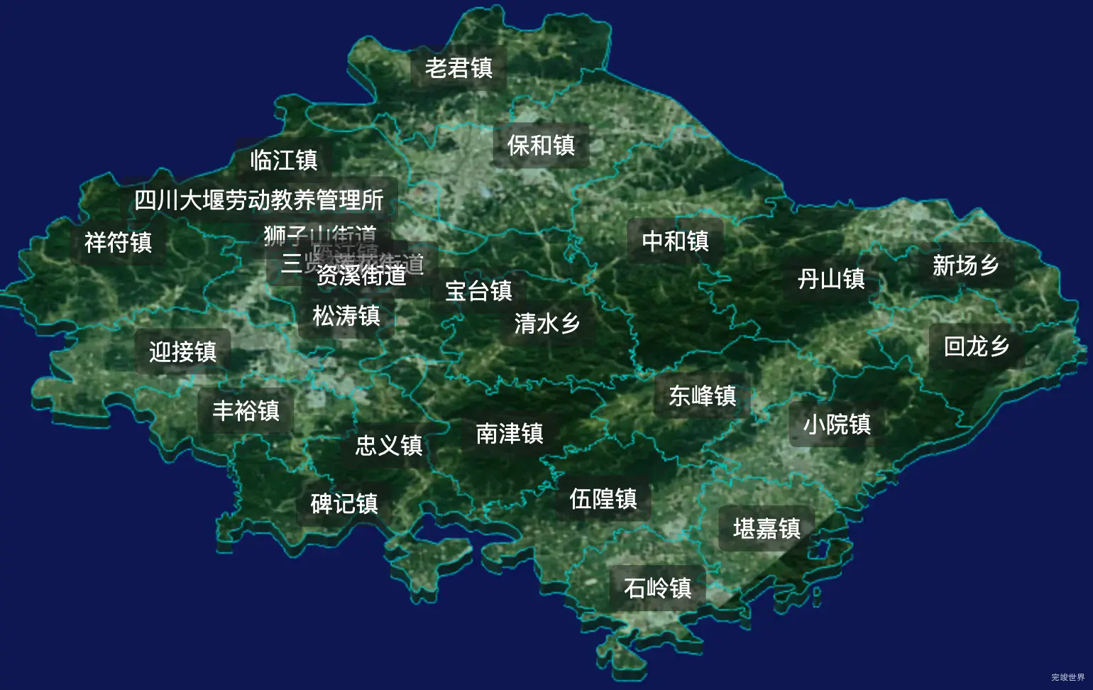 threejs资阳市雁江区geoJson地图3d地图自定义贴图加CSS2D标签