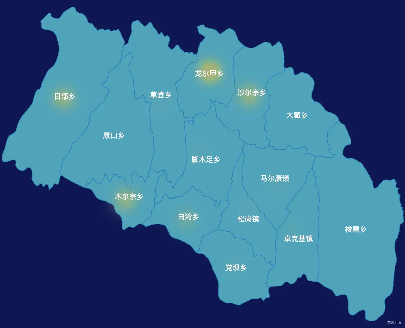 echarts阿坝藏族羌族自治州马尔康市geoJson地图热力图