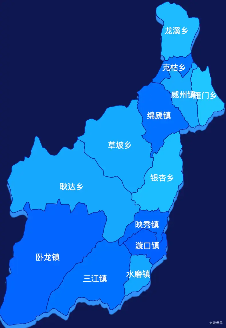 echarts阿坝藏族羌族自治州汶川县geoJson地图 visualMap控制地图颜色