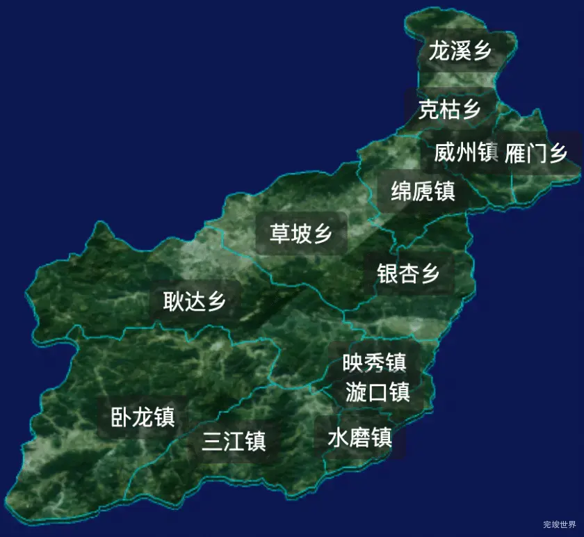 threejs阿坝藏族羌族自治州汶川县geoJson地图3d地图css2d标签