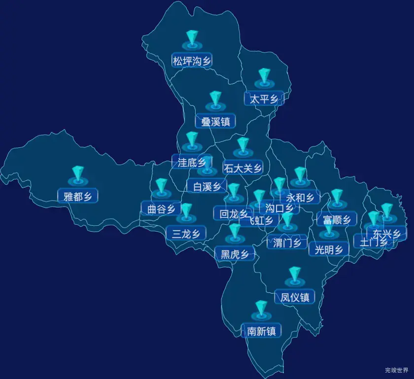 echarts阿坝藏族羌族自治州茂县geoJson地图点击跳转到指定页面