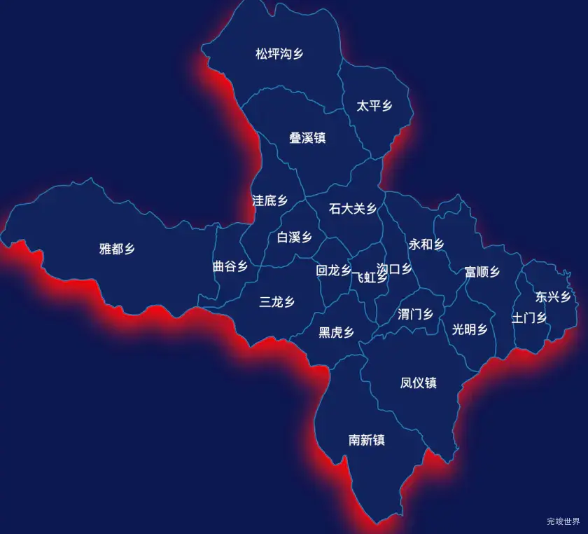 echarts阿坝藏族羌族自治州茂县geoJson地图阴影