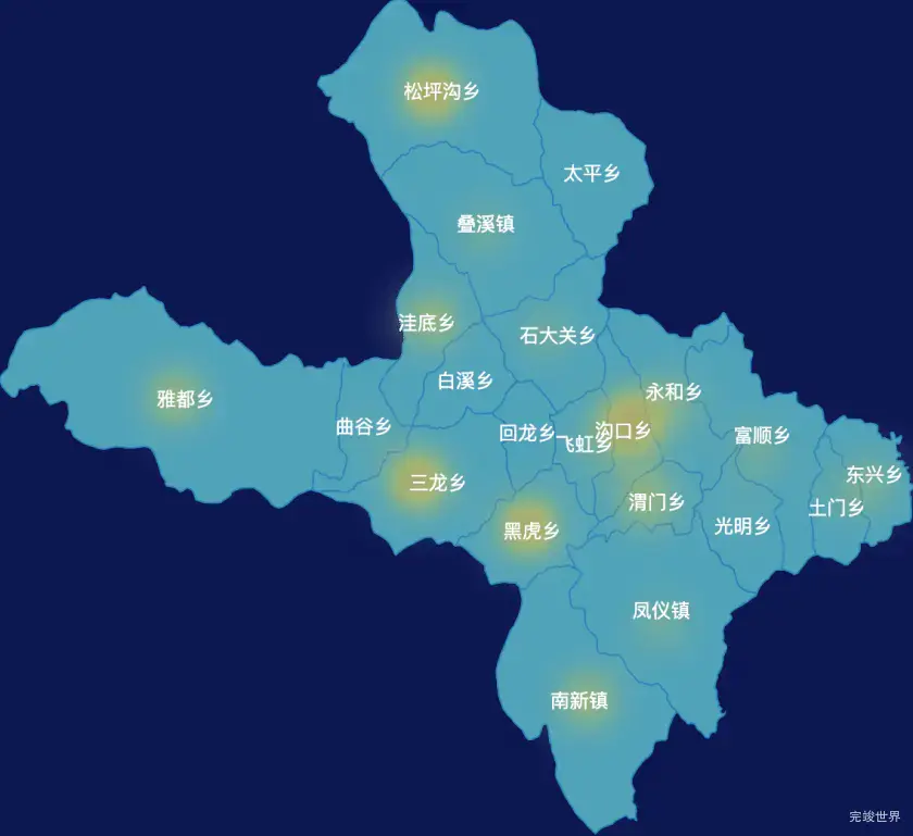 echarts阿坝藏族羌族自治州茂县geoJson地图热力图