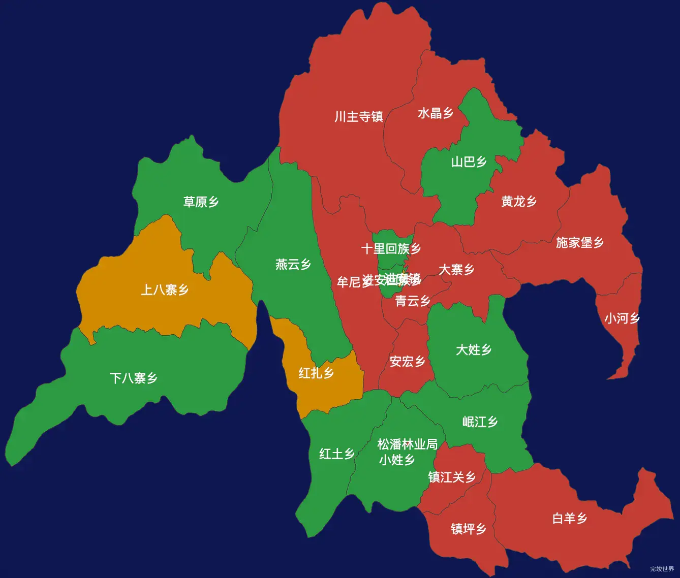 echarts阿坝藏族羌族自治州松潘县geoJson地图定义颜色