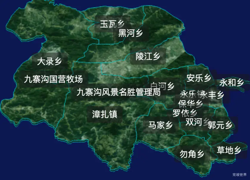 threejs阿坝藏族羌族自治州九寨沟县geoJson地图3d地图