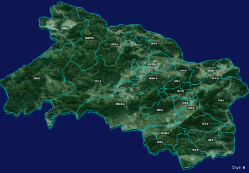 threejs阿坝藏族羌族自治州金川县geoJson地图3d地图CSS3D标签