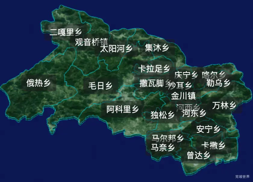 threejs阿坝藏族羌族自治州金川县geoJson地图3d地图