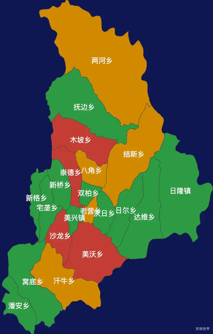 echarts阿坝藏族羌族自治州小金县geoJson地图定义颜色