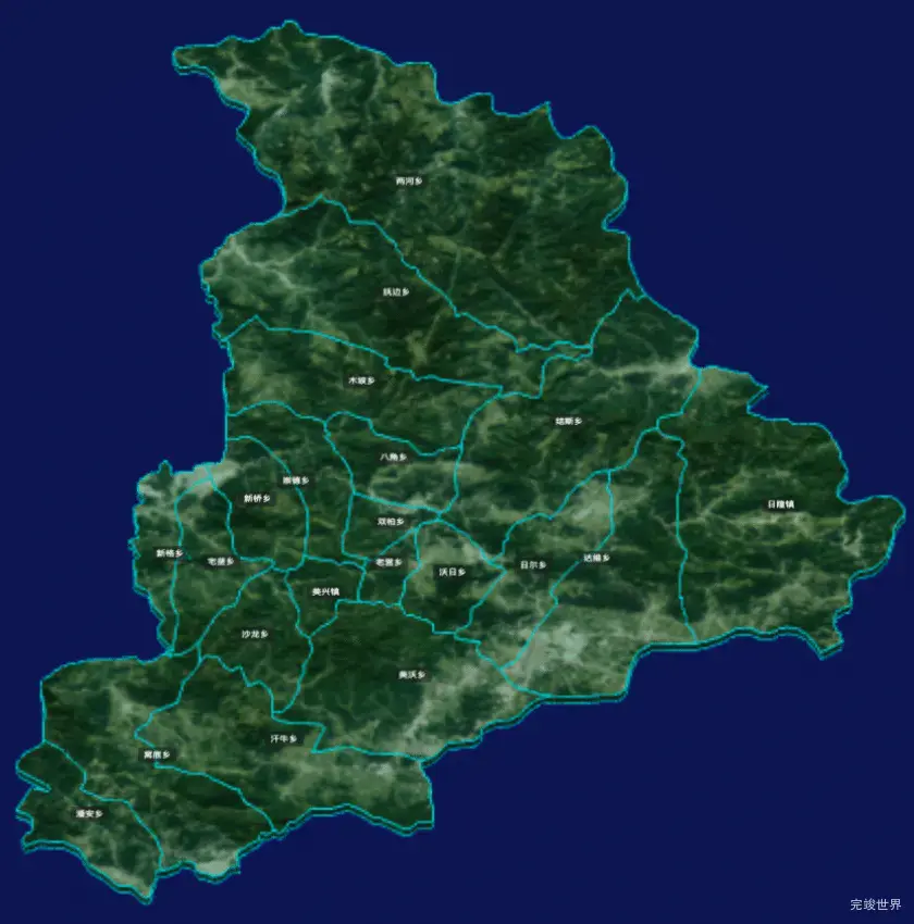 threejs阿坝藏族羌族自治州小金县geoJson地图3d地图自定义贴图加CSS3D标签