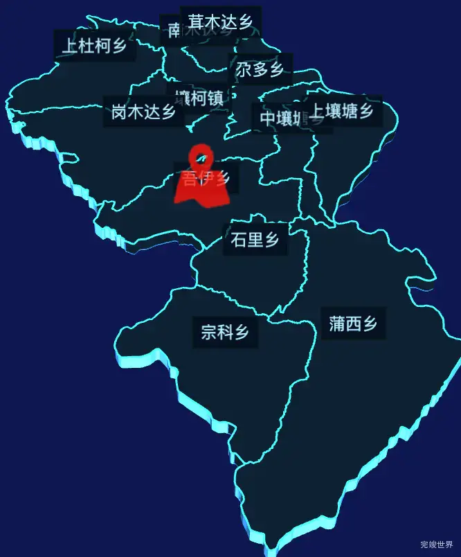 echarts阿坝藏族羌族自治州壤塘县geoJson地图3d地图自定义图标