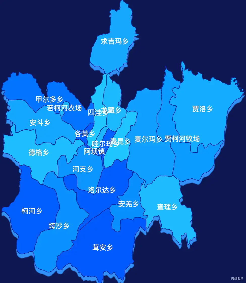 echarts阿坝藏族羌族自治州阿坝县geoJson地图 visualMap控制地图颜色
